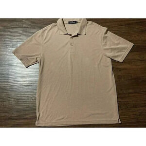 Bugatchi Uomo Tan Short Sleeve‎ Knitted Collard Shirt Size large
